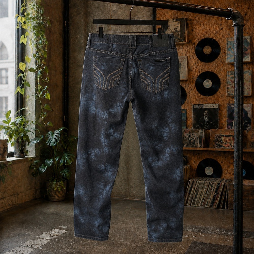 Armani Exchange AX Tie Dye Skinny Jeans Black Blue Grunge Streetwear Size 6